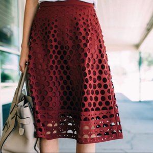 J. Crew Laser Cut Circle Midi Skirt